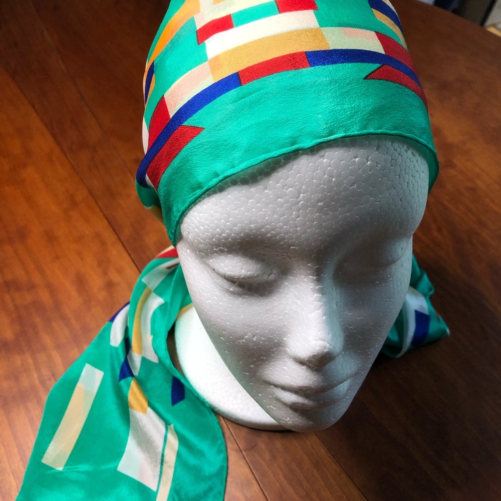 80’s Vintage Silk Turquoise Scarf